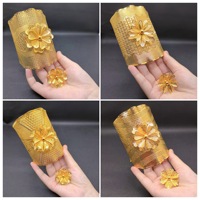 Conjunto de Joyería Étnica con Diseño Floral, Chapado en Oro, Aleación de Zinc, Aretes/Pulsera, Joyería de Moda para Mujer, para Bodas
