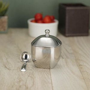 Stainless Steel Sugar Jar With Lid Round Metal Food <b>Container</b> Minimalist Design Tableware Capacity - Product Image 4
