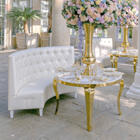 Table de mariage ronde de luxe en acier inoxydable ODM OEM avec décorations de banquet et d'événements festifs en verre serpentin