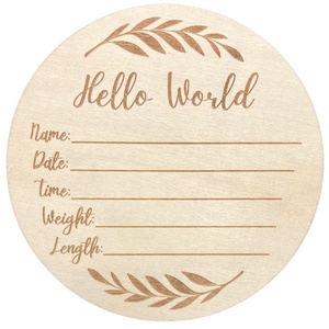 Signe d'annonce <span class=keywords><strong>de</strong></span> bébé en bois pour nouveau-né grand 6 pouces Hello World nouveau-né nom signe pour annonce <span class=keywords><strong>de</strong></span> naissance d'hôpital - Product Image 1