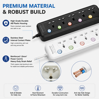 Stop Kontak Lima Lubang Universal Multi Plug dengan Tombol Saklar Independen, Panjang Kabel Sesuai Kebutuhan, Power Cube untuk Ruang Musik