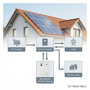 Batterie murale LiFePO4 5kW 15kWh pour stockage d'énergie solaire domestique avec sortie AC - Product Image 3