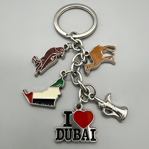 Porte-clés personnalisé en métal avec plusieurs breloques sur le thème du tourisme <span class=keywords><strong>Finlande</strong></span> Dubaï, souvenirs touristiques des villes de Lapland et Venise - Product Image 2
