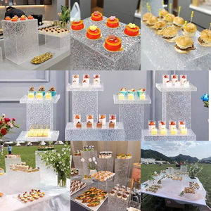 Grosir akrilik Display berdiri prasmanan akrilik peninggi makanan kubus akrilik transparan tampilan persediaan Supermarket makanan penutup berdiri - Product Image 4