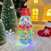 Figurine de bonhomme de neige de Noël holographique iridescente à LED, décoration lumineuse traditionnelle pour Noël, cadeau décoratif pour la maison et les fournitures de fête