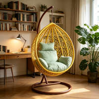 Fauteuil suspendu relaxant en rotin PE à assise profonde, panier suspendu nid d'oiseau pour la relaxation
