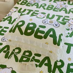 Set sarung bantal tepi katun berlapis Korea, Lembut ramah kulit jahitan cetak bunga penggunaan rumah baru bantal dapat dicuci - Product Image 5