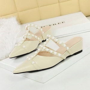 Zapatos de Tacón Alto con Punta Puntiaguda y Color Sólido para Mujer, Sandalias de Perlas, Sencillas y Cómodas - Product Image 6