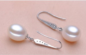 Boucles d'oreilles clous KAMMY vintage en argent sterling 925 avec perle naturelle d'eau douce en forme de riz 7-7,5 mm, tendance pour femme - Product Image 2