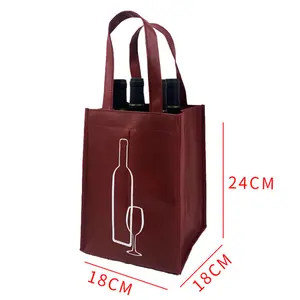 प्रोमोशनल बोल्सा डी विनो पुन: प्रयोज्य गैर बुना वाइन बैग 4 बोतल 6 बोतल इको रीसायकल गैर बुना बैग वाइन बोतल बैग हैंडल के साथ
