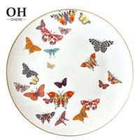 Nouvelle vaisselle en porcelaine de luxe de style occidental avec motif papillon, assiette de service, assiette de présentation, écologique, 4 pièces, mariage