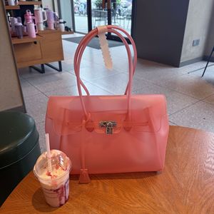 <span class=keywords><strong>Sac</strong></span> <span class=keywords><strong>à</strong></span> <span class=keywords><strong>main</strong></span> pliable Kiikii Jellybirkin Jelly TPU transparent grande capacité platine pour usage quotidien - Product Image 6