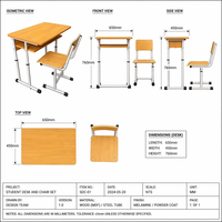Fournisseur direct d'usine de bureaux et chaises individuels pour salles de classe et salles d'étude, avec hauteur réglable