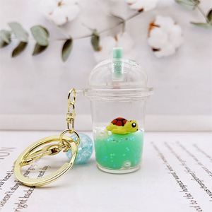 3D Marine Animal Keychain - Liquid Motion Sand <b>Bottle</b> with Floating Glitter, <b>Ocean</b> Theme Acrylic Pendant Wholesale - Product Image 5