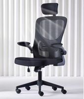 Chaise de bureau à dossier haut avec accoudoirs rabattables et amovibles, anti-collision, bords arrondis, base en métal antirouille, confort longue durée