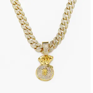 Hiphop Gouden Ketting Lange Vergulde Ketting Accessoires Heren Dollar Tas Kettingen Geld Ketting Ketting Gouden Ketting