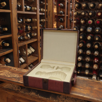 Bouteilles de vin personnalisées haut de gamme verres panier boîtes mode emballage en cuir PU avec poignée haute qualité 2mm papier UV avantage