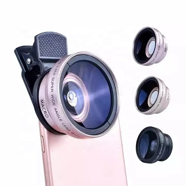 Wholesale Supplier Ultra Clip-on Cell Phone Camera Lens 0.45x Super Wide Angle 15x Micro 2 in 1 Lens Kit