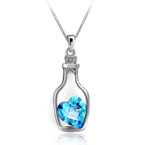 Colgante de cristal chapado en plata para mujer, joyería de moda, botella de los deseos, regalo femenino, venta al por mayor - Product Image 4
