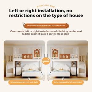 Cama Litera Infantil de Madera Maciza JINS con Escalera de Almacenamiento y Barandilla de Seguridad, Cama Litera Doble sobre Doble para Niños - Product Image 5