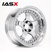 Jantes forgées IASX 2 pièces, 5 branches, centre bronze avec lèvre miroir, jantes en alliage JDM pour la course de dragster Honda Civic Nissan Toyota Supra