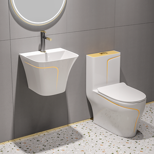 Estilo moderno Fácil de Limpar Vidros Parede Pendurado Bacia e Matte Cinza Cor Bowl Cerâmica Water Closet Wc WC Set - Product Image 4