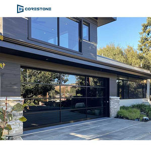 <span class=keywords><strong>Porte</strong></span> <span class=keywords><strong>de</strong></span> <span class=keywords><strong>garage</strong></span> <span class=keywords><strong>sectionnelle</strong></span> automatique moderne sur mesure en alliage d'aluminium sans cadre avec miroir en verre trempé noir et isolation thermique - Product Image 5