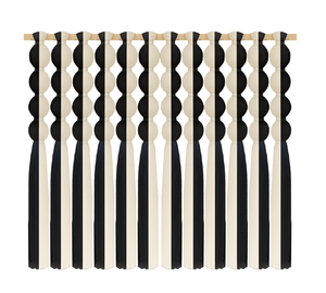 Nuovo Macramè Artigianale <span class=keywords><strong>da</strong></span> <span class=keywords><strong>Parete</strong></span> in Cotone Intrecciato a Mano, Stile Boho con Blocchi di Colore Bianco e Nero - Product Image 3