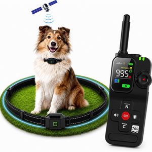 KITPLUS GPS Wireless <b>Dog</b> Fence 2-in-1 Remote Training <b>Collar</b> 25-999 Yards Adjustable Radius Upgraded Satellite Pet - Product Image 1