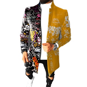 Vendita Calda Cappotto Lungo da Uomo Autunno Inverno, Spesso, Lunghezza Media, Monopetto, <span class=keywords><strong>Trench</strong></span> con Motivo Stampato - Product Image 1