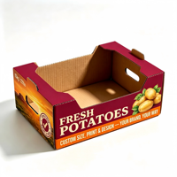 Caisse en carton ondulé personnalisée pour petits pommes de terre fraîches, couleur marron, pour l'emballage et la présentation de légumes de ferme