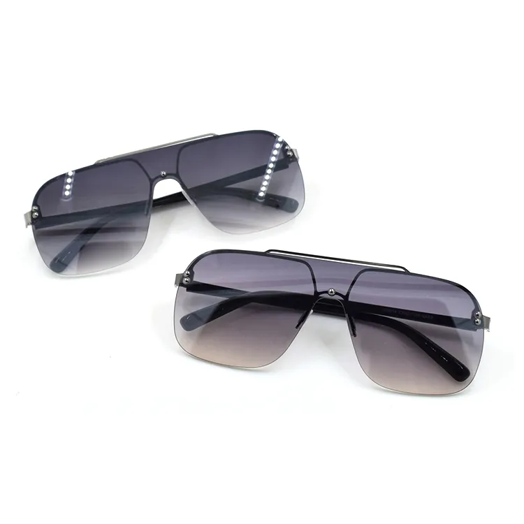 OEM Custom occhiali da sole da donna alla moda in metallo lenti monopezzo UV400 occhiali da sole oversize 2024