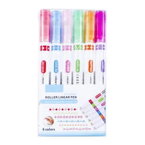 Evidenziatore a Doppia Punta Multifunzione a Forma <span class=keywords><strong>di</strong></span> Fiore in Plastica per Quaderni Studenti, Marcatori a Curva Ondulata - Product Image 5