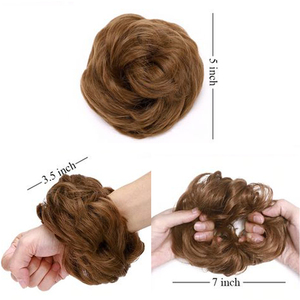 Chignon Chignon bouclé pour femmes et filles avec élastique Anneau de cheveux synthétiques enroulé sur des queues de cheval désordonnées - Product Image 4