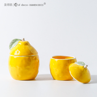 Boîtes de stockage de nourriture en céramique de thé de café conception de citron de fruit avec le couvercle pour des accessoires de cuisine