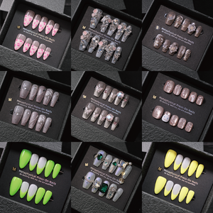 Hot Selling 3d Press-On Nagels Handgemaakt Frans Ontwerp In Roze Paars Rood 10 Stuks Vierkant Patroon Kunstnagels Voor Vingers - Product Image 3