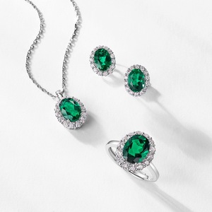 Pendientes Retro Ovalados con Esmeralda Cultivada en Laboratorio, Plata de Ley S925, Gema de Color Completo, Joyería de Lujo Ligero para Mujer - Product Image 2