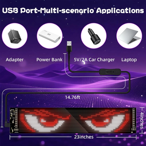 Lập trình 5V USB <span class=keywords><strong>LED</strong></span> Devil Eyes ánh sáng linh hoạt màn hình <span class=keywords><strong>LED</strong></span> Bảng Hiệu <span class=keywords><strong>LED</strong></span> hoạt hình RGB <span class=keywords><strong>LED</strong></span> hiển thị bảng điều chỉnh dẫn đăng ký cho cửa hàng xe - Product Image 2