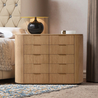 Meuble de luxe à rainures verticales, commode à 10 tiroirs pour chambre à coucher, commode en bois massif
