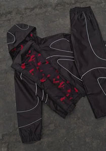 Survêtement coupe-vent personnalisé pour homme, réagissant à la chaleur, écologique, grande taille, imperméable, à capuche, avec bande réfléchissante, fermeture éclair, léger - Product Image 2