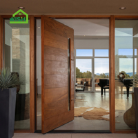 Grande porte pivotante en verre en bois massif pour l'entrée d'une maison moderne Porte d'entrée de sécurité pivotante en bois pour villa