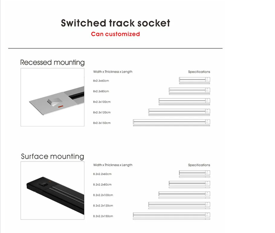 VNX Hot Selling Customized Track Socket 32A 30A 250V Wall Mounted Track Socket for Home Office