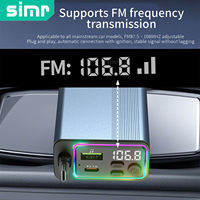Simr 5 en 1 Bluetooth voiture lecteur MP3 transmetteur FM PD30W QC3.0 alliage de lumière ambiante chargeur de voiture rétractable Simr BRC01