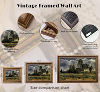 Tableau mural sur toile paysage champêtre vintage encadré or, échantillons OEM ODM prêts en moins d'une journée
