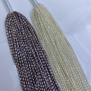 2.5mm Large Hole Rice Shaped <b>Freshwater</b> <b>Pearl</b> Beads Natural for DIY Jewelry <b>Bracelets</b> Necklaces Wholesale Accessories - Product Image 4