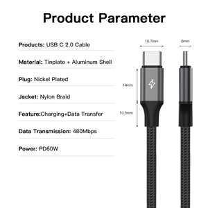 Câbles de charge USB Type-C UNIEAN 60W 100W 240W pour une charge rapide et un transfert de données, adaptés aux téléphones mobiles et tablettes - Product Image 6