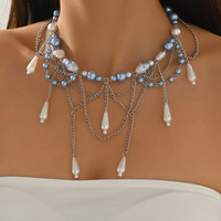 Collier de perles, bijou de luxe léger, accessoire haut de gamme, pendentif pour femme, longue chaîne de clavicule