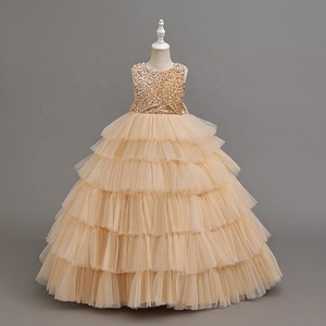 Abito Formale per Bambine in Pronta Consegna, Nuovo Stile Europeo e Americano, Elegante Gonna a Strati, Abbigliamento di Alta Gamma per Bambini - Product Image 2