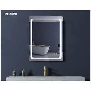 Fabrik Großhandel Erschwing liche Smart LED Kosmetik spiegel Badezimmers piegel Rechteckiger abgerundeter Glass piegel