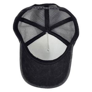 Gorra deportiva retro transfronteriza para hombres y niños, estilo béisbol, con cinco paneles, media malla transpirable, protección solar, efecto envejecido, de tela común - Product Image 4